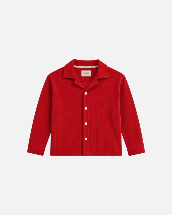 Romimi Legacy Pleat Shirt in burgundy, kids product shot, front view