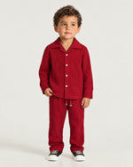 Little boy wearing the Romimi Pleat Shirt, front view