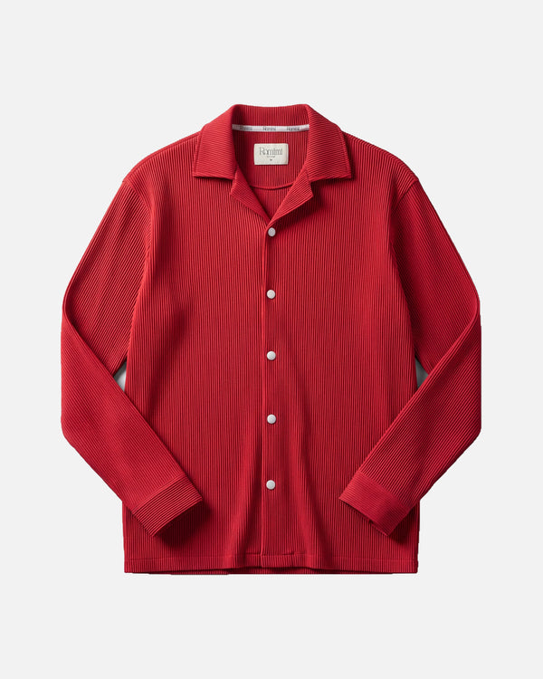 Romimi Legacy Pleat Shirt in burgundy, men product shot, front view
