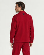 Man wearing the Romimi Pleat Shirt, back view