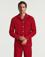 Man wearing the Romimi Pleat Shirt, front view