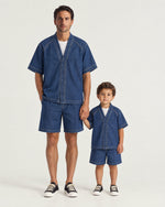 Father and son wearing the Romimi Léon Denim Shirt