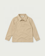 Romimi Mercerized Long Sleeve Polo for kids in Beige, front view