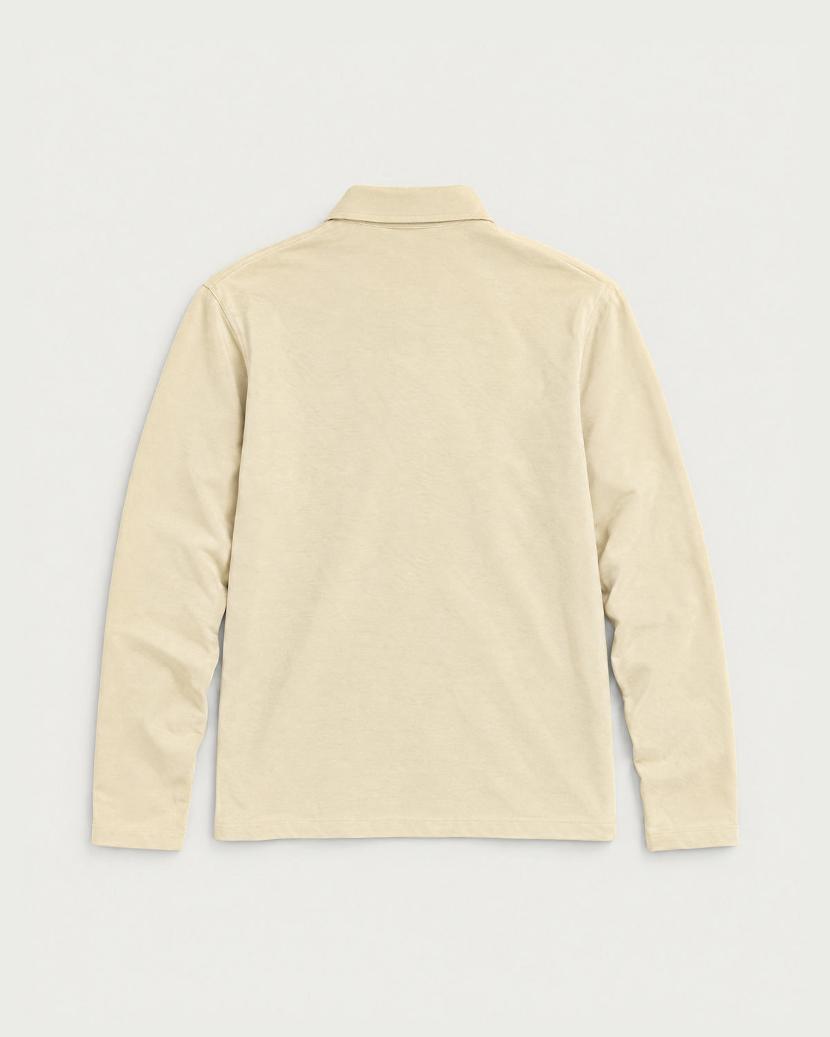 Romimi Mercerized Long Sleeve Polo in Beige, back view