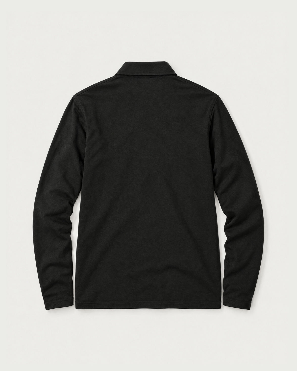 Romimi Mercerized Long Sleeve Polo in Black, back view