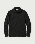 Romimi Mercerized Long Sleeve Polo in Black, front view