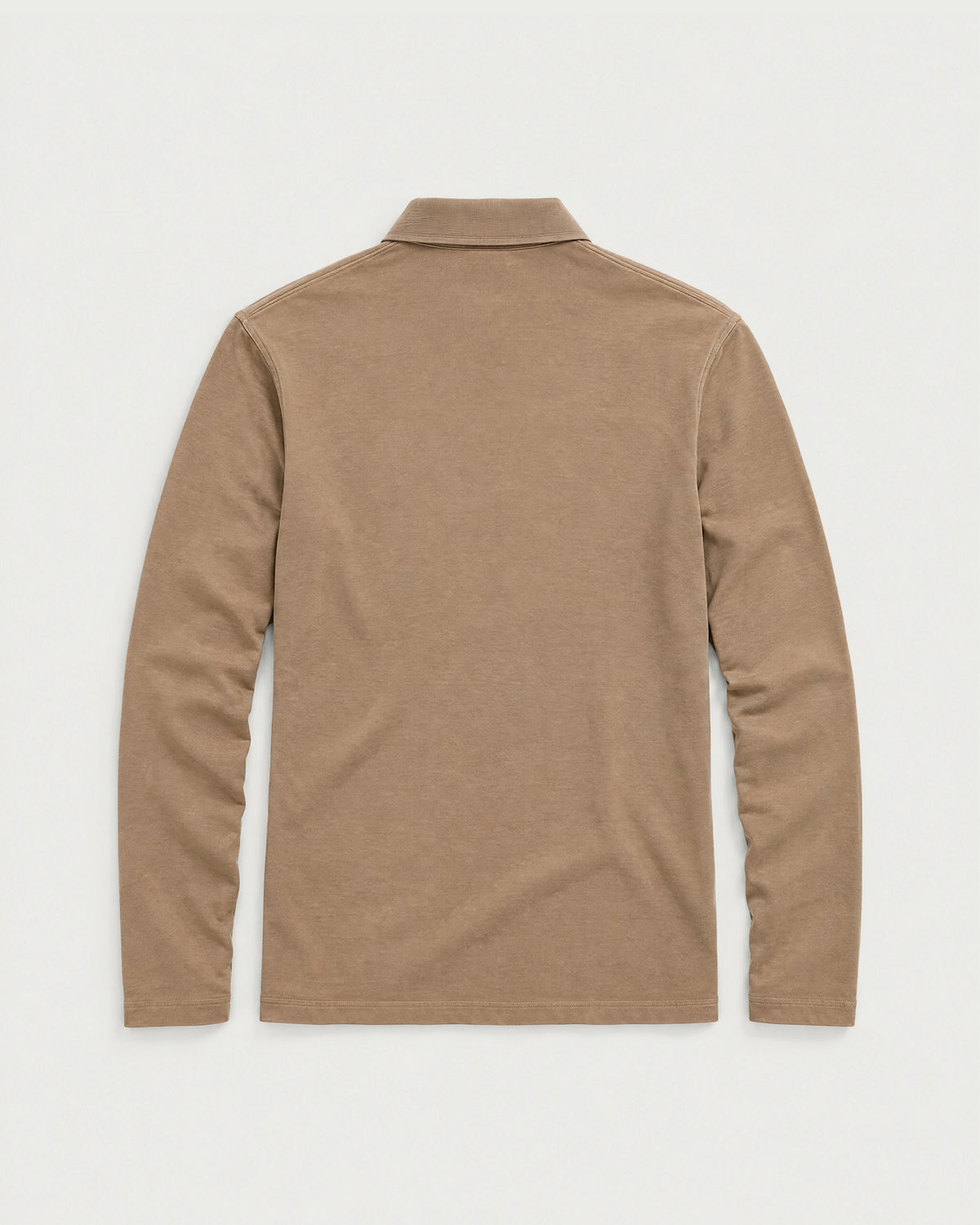 Romimi Mercerized Long Sleeve Polo in Camel, back view