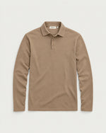 Romimi Mercerized Long Sleeve Polo in Camel, front view