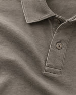 Romimi Mercerized Long Sleeve Polo in Grey, fabric close-up