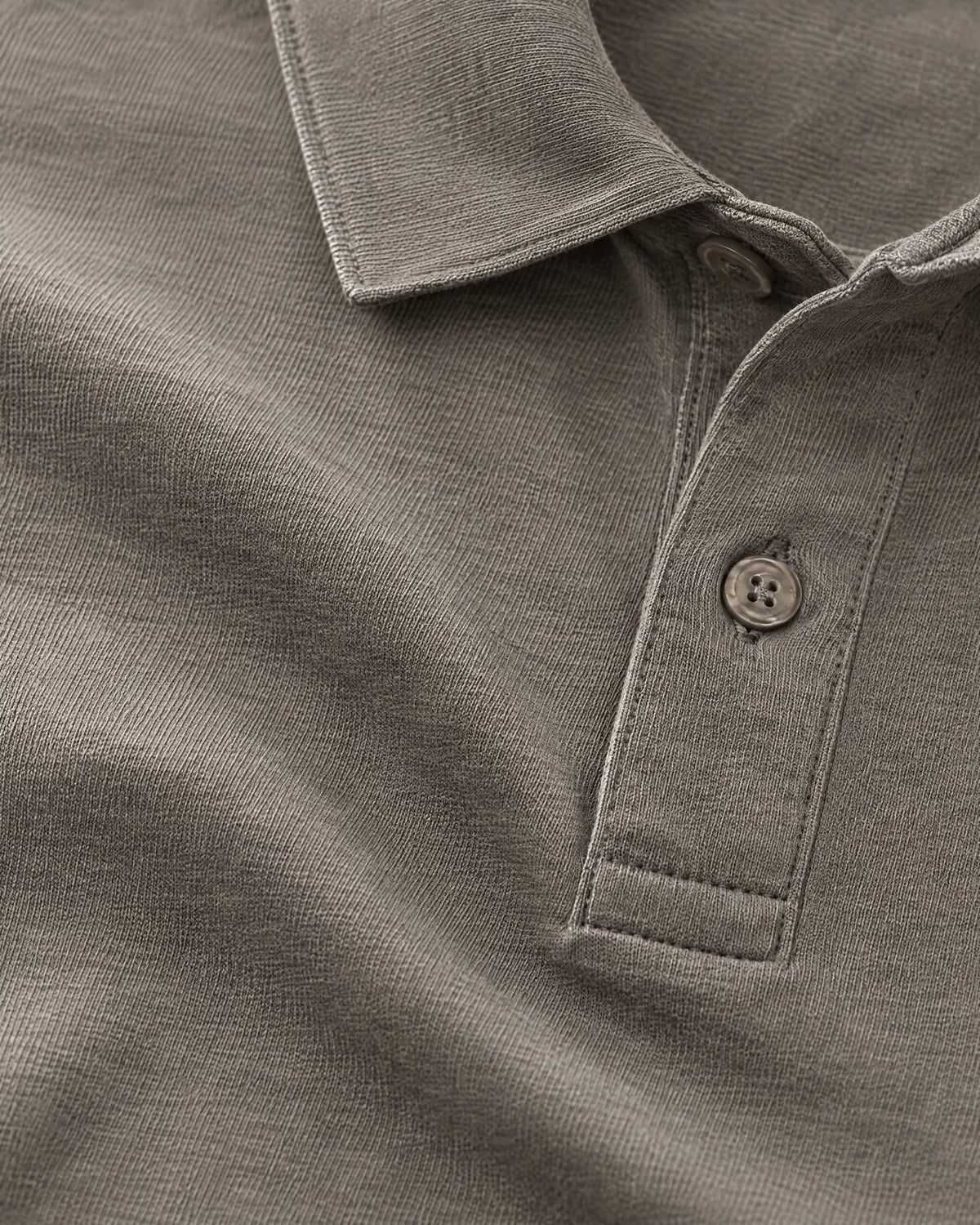 Romimi Mercerized Long Sleeve Polo in Grey, fabric close-up