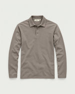 Romimi Mercerized Long Sleeve Polo in Grey, front view