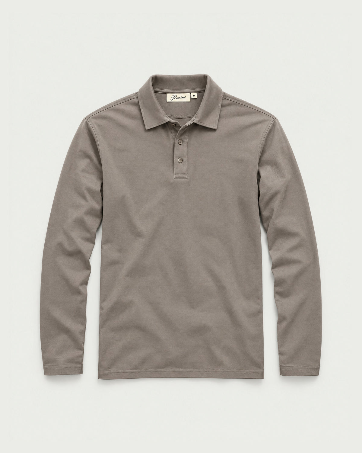 Romimi Mercerized Long Sleeve Polo in Grey, front view