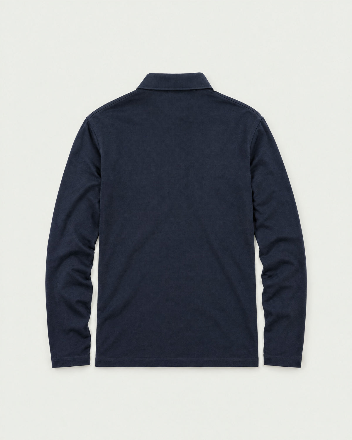 Romimi Mercerized Long Sleeve Polo in Navy, back view