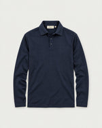 Romimi Mercerized Long Sleeve Polo in Navy, front view