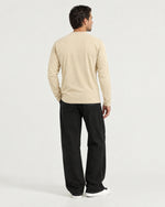 Romimi Mercerized Long Sleeve Tee in Beige, back view, worn