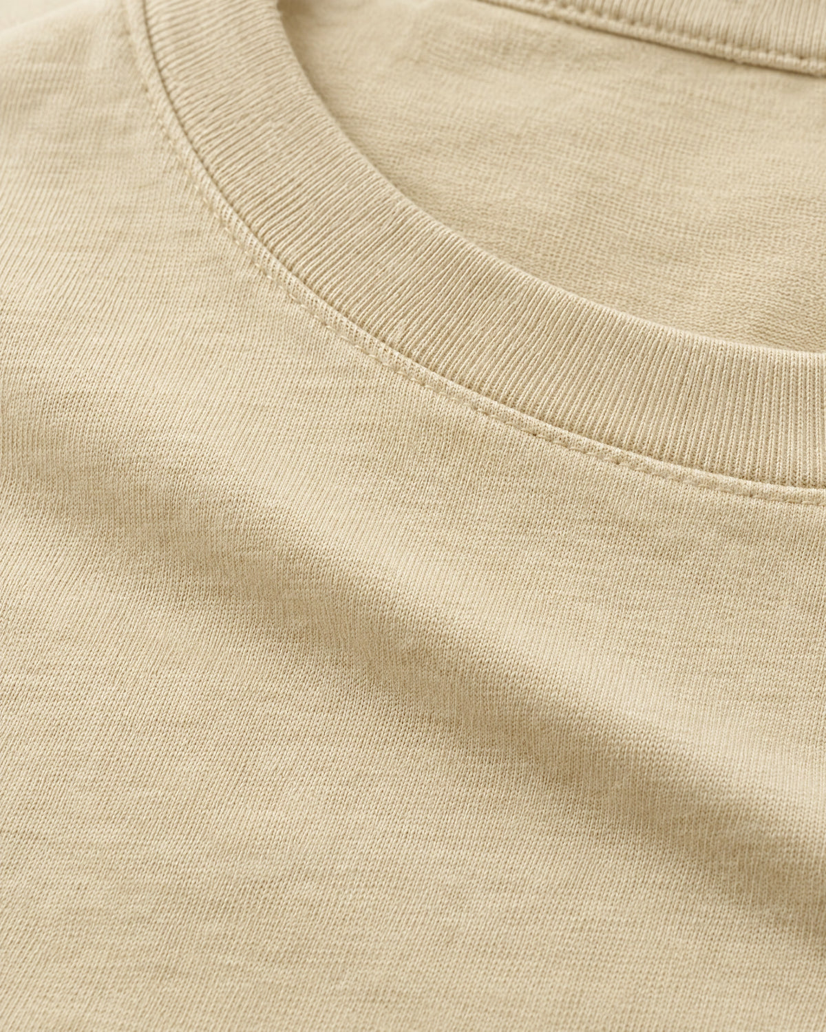 Romimi Mercerized Long Sleeve Tee in Beige, fabric close-up