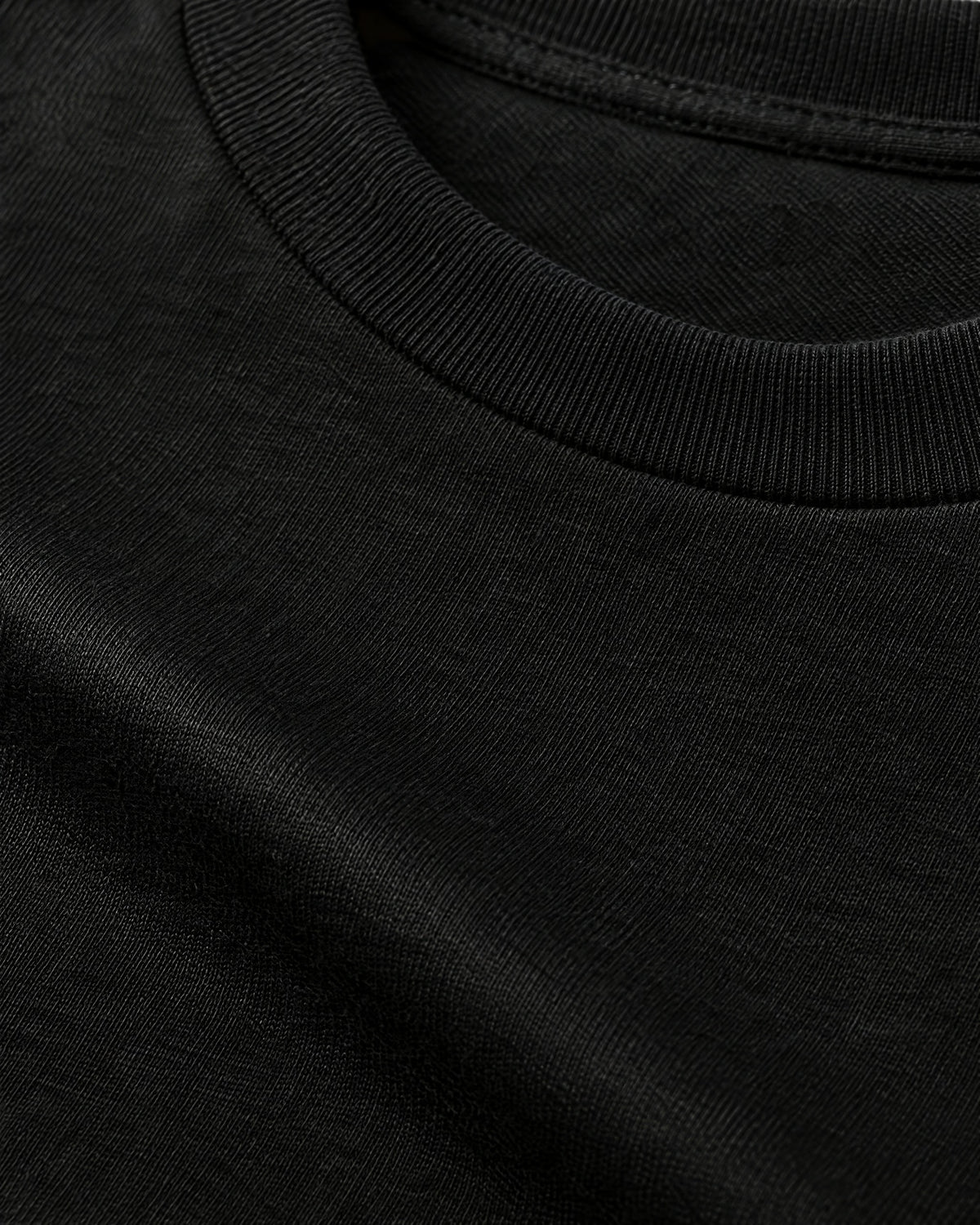 Romimi Mercerized Long Sleeve Tee in Black, fabric close-up