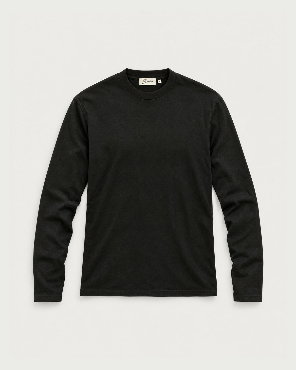 Romimi Mercerized Long Sleeve Tee in Black, front view