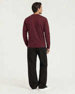 Romimi Mercerized Long Sleeve Tee in Burgundy, back view, worn