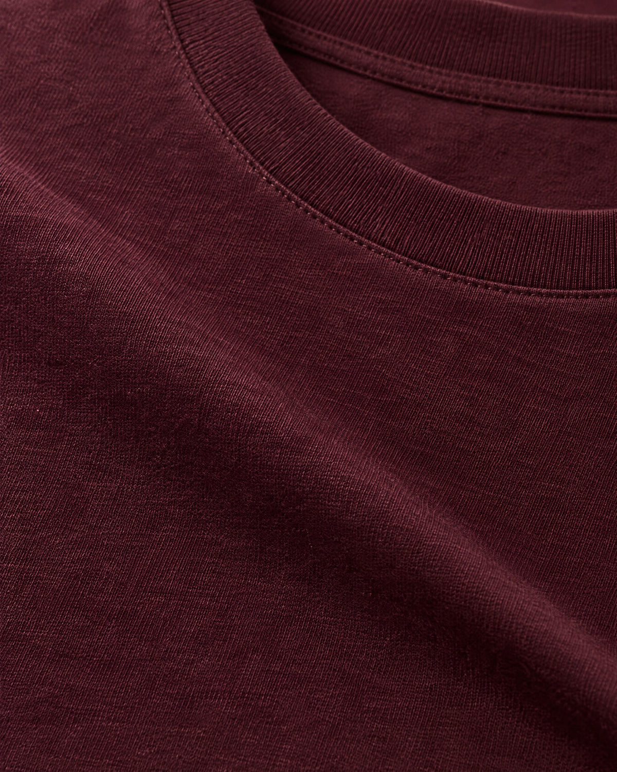 Romimi Mercerized Long Sleeve Tee in Burgundy, fabric close-up