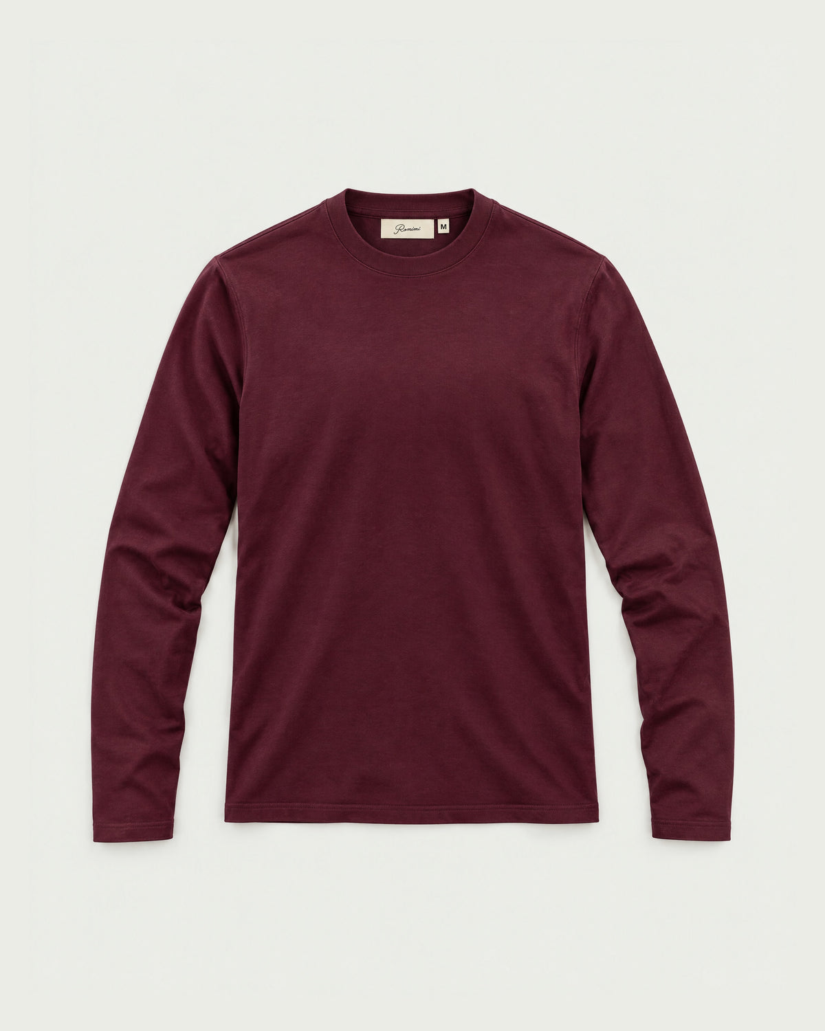 Romimi Mercerized Long Sleeve Tee in Burgundy, front view