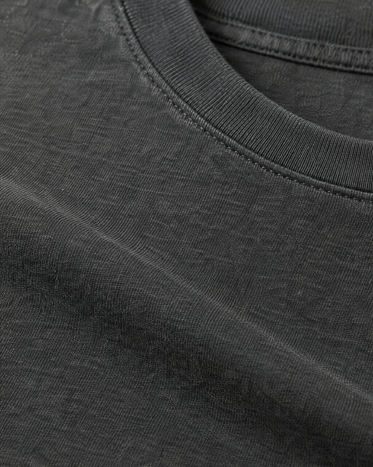Romimi Mercerized Long Sleeve Tee in Charcoal, fabric close-up