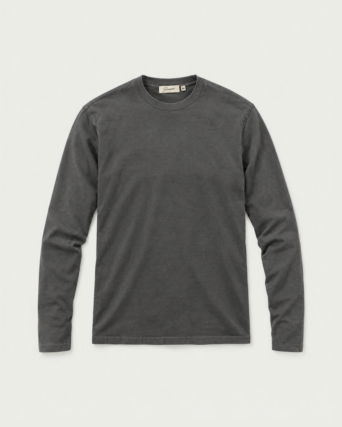 Romimi Mercerized Long Sleeve Tee in Charcoal, front view