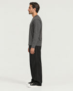 Romimi Mercerized Long Sleeve Tee in Charcoal, side view, worn