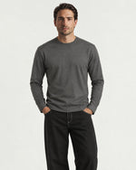 Romimi Mercerized Long Sleeve Tee in Charcoal, worn