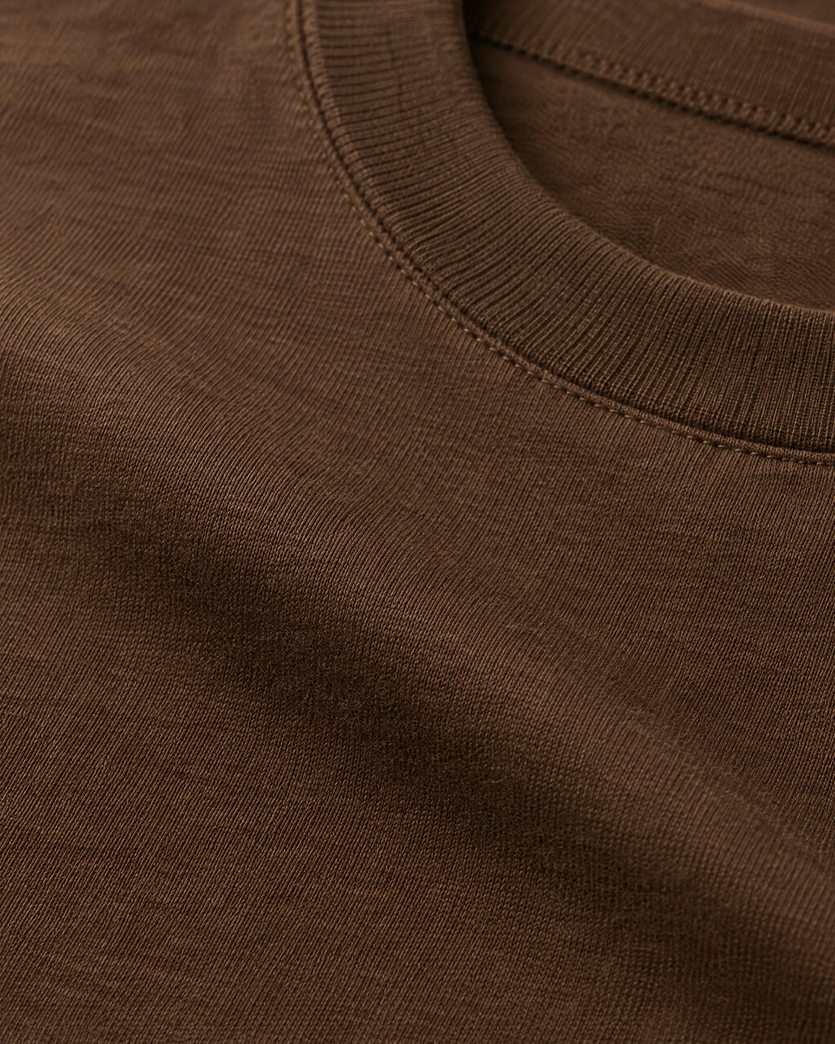 Romimi Mercerized Long Sleeve Tee in Chocolate, fabric close-up