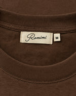 Romimi Mercerized Long Sleeve Tee in Chocolate, label close-up