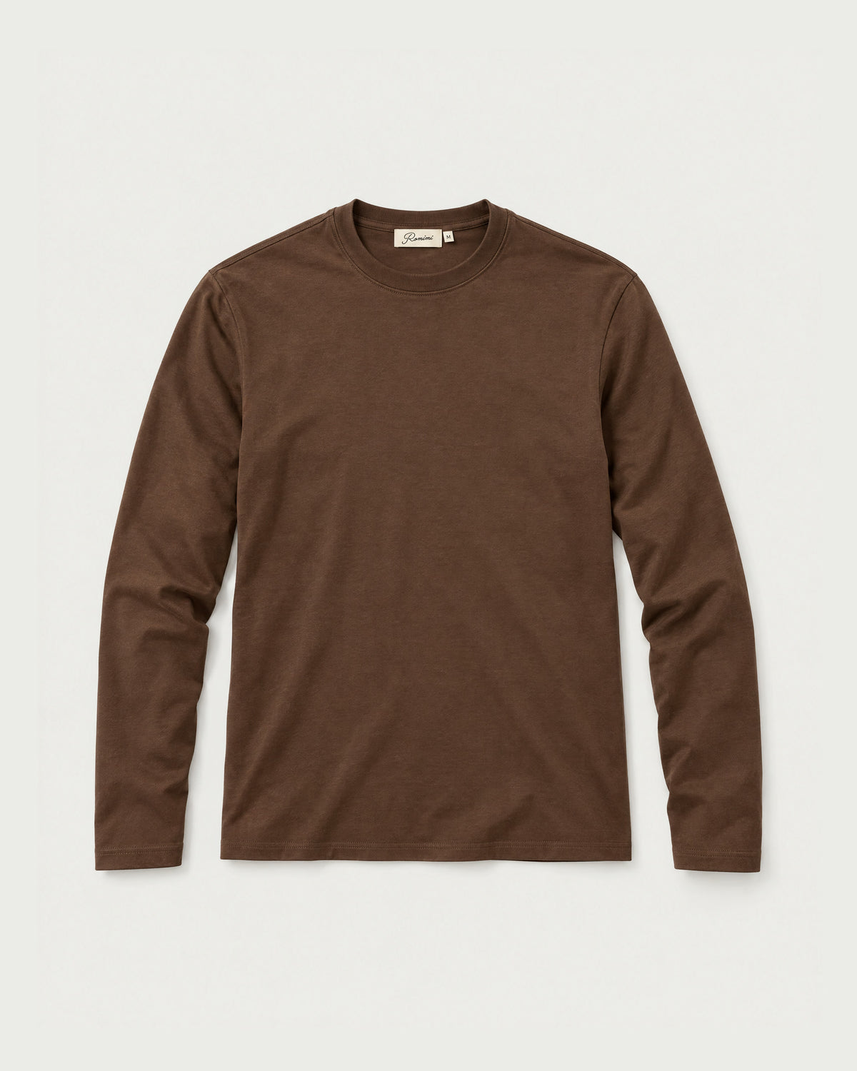 Romimi Mercerized Long Sleeve Tee in Chocolate, front view