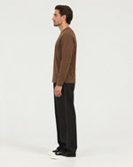 Romimi Mercerized Long Sleeve Tee in Chocolate, side view, worn