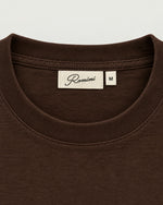 Romimi Mercerized Long Sleeve Tee in Dark Brown, label close-up