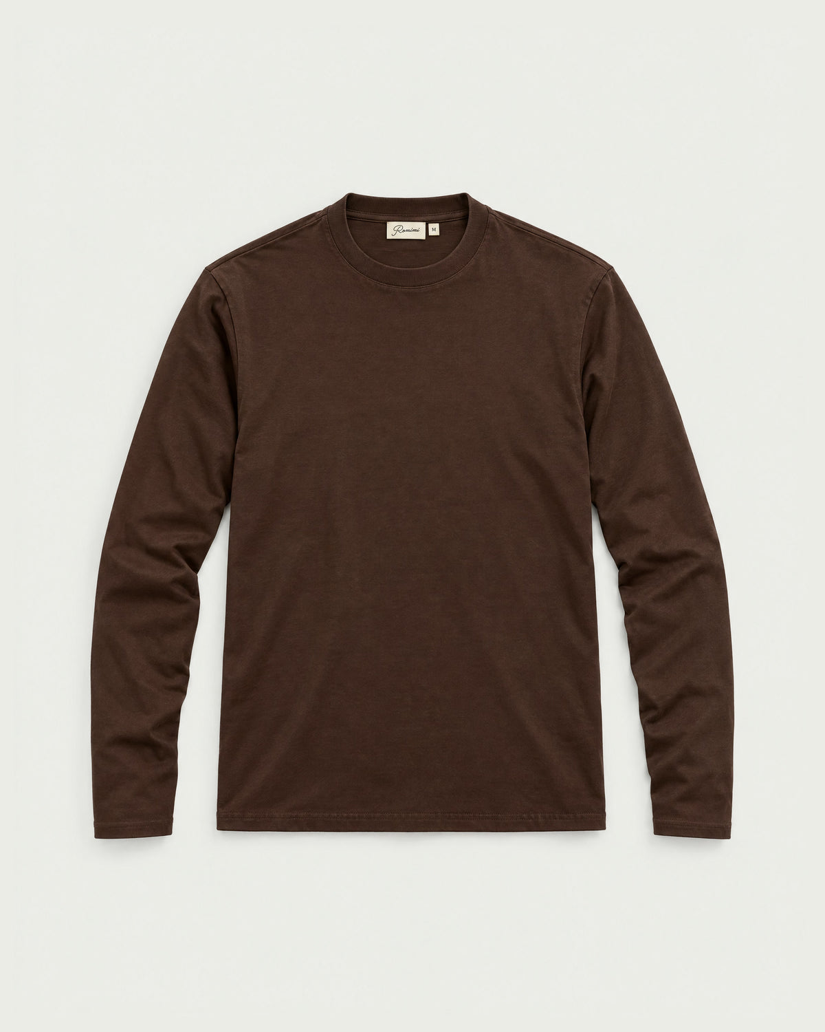 Romimi Mercerized Long Sleeve Tee in Dark Brown, front view