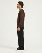 Romimi Mercerized Long Sleeve Tee in Dark Brown, side view, worn