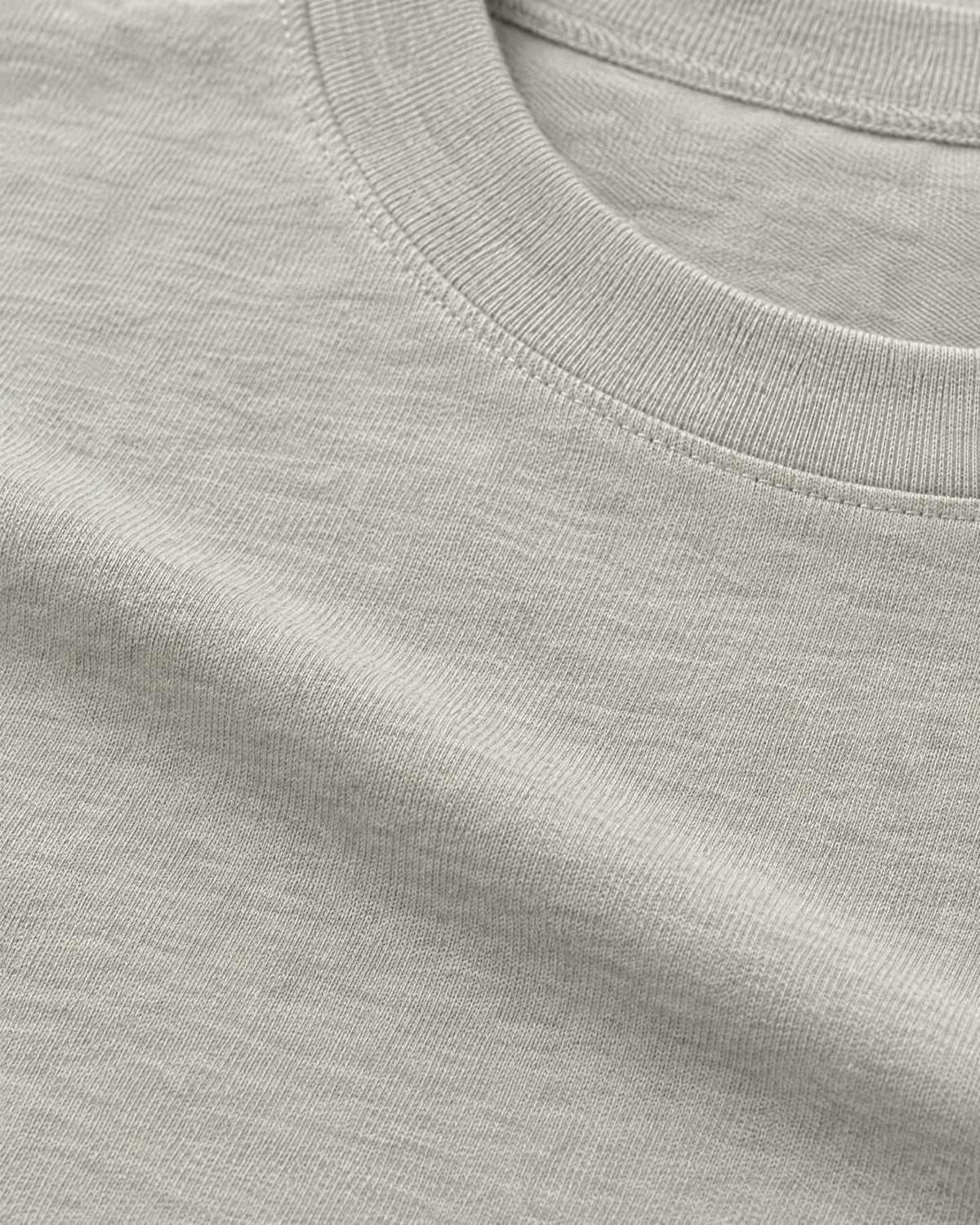 Romimi Mercerized Long Sleeve Tee in Light Grey, fabric close-up
