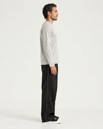 Romimi Mercerized Long Sleeve Tee in Light Grey, side view, worn