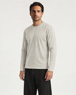 Romimi Mercerized Long Sleeve Tee in Light Grey, worn