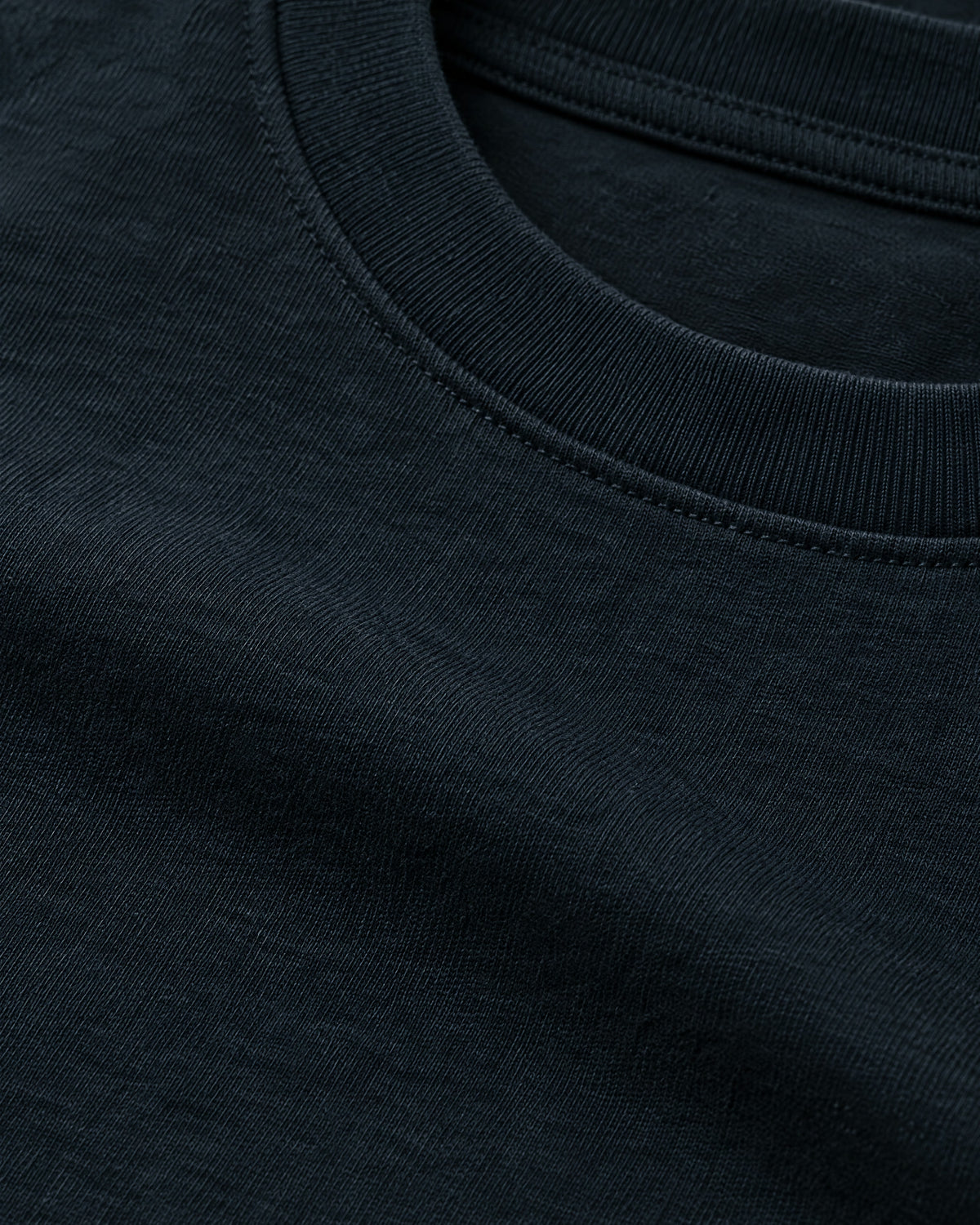 Romimi Mercerized Long Sleeve Tee in Navy, fabric close-up