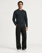 Romimi Mercerized Long Sleeve Tee in Navy, worn