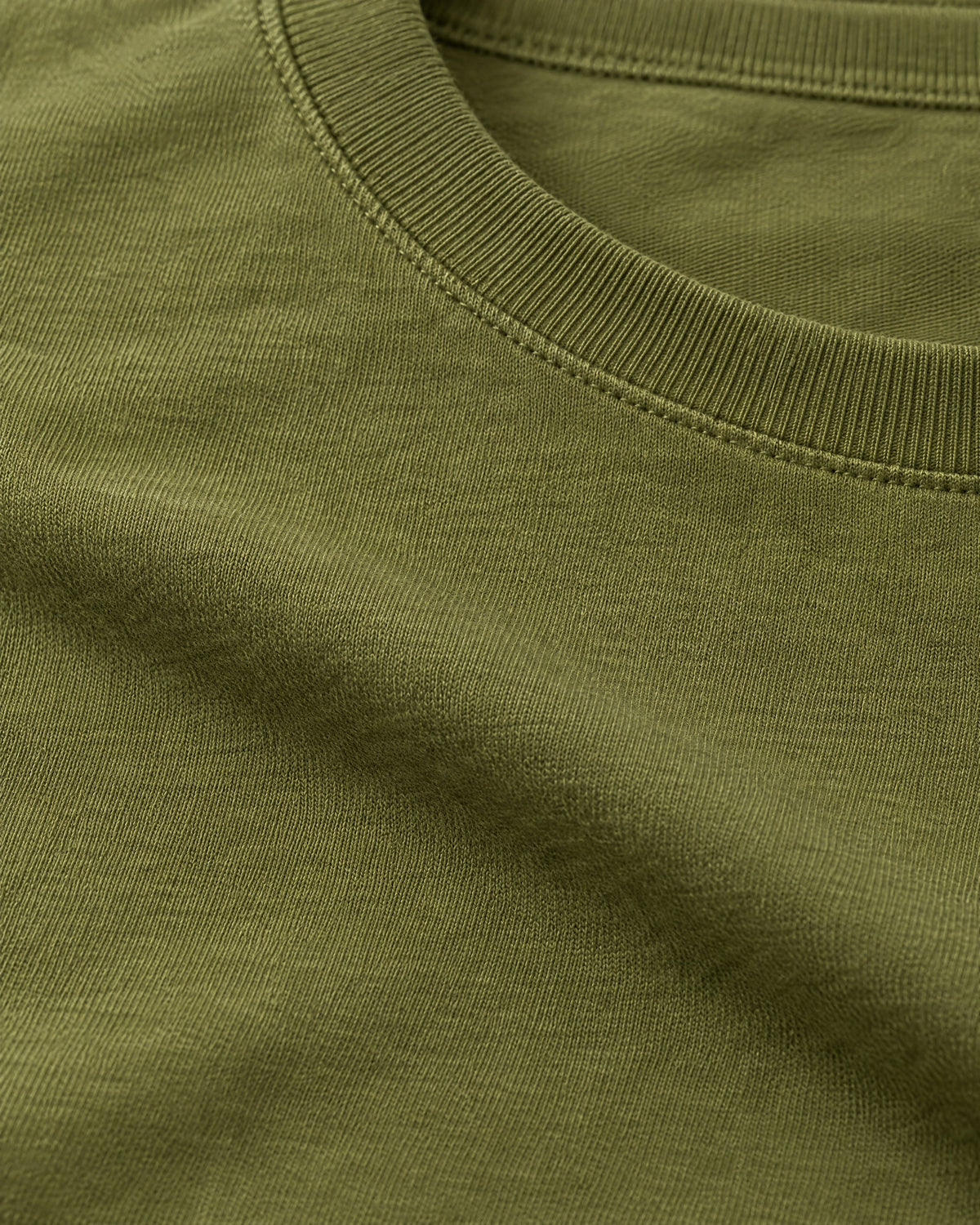 Romimi Mercerized Long Sleeve Tee in Olive, fabric close-up