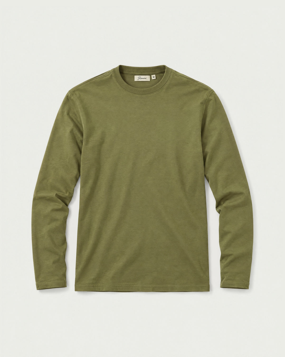 Romimi Mercerized Long Sleeve Tee in Olive, front view