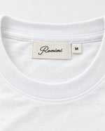 Romimi Mercerized Long Sleeve Tee in White, label close-up