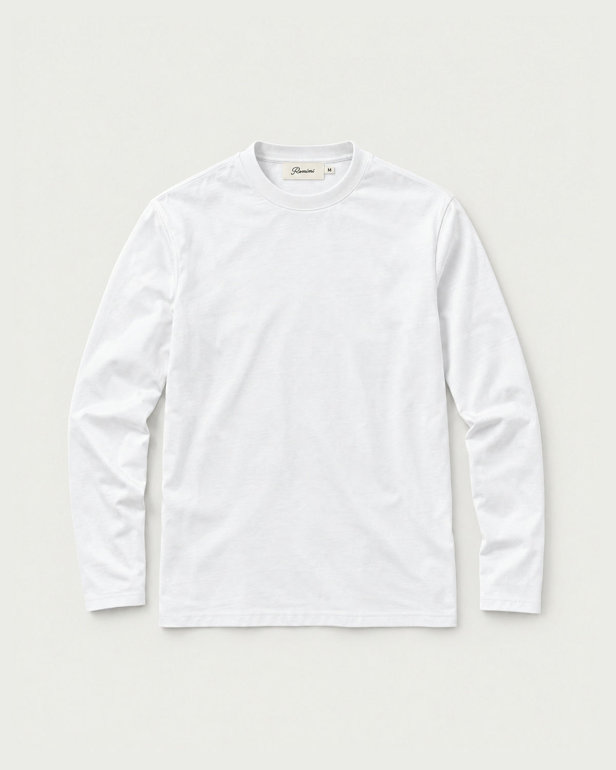 Romimi Mercerized Long Sleeve Tee in White, front view
