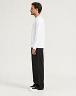 Romimi Mercerized Long Sleeve Tee in White, side view, worn