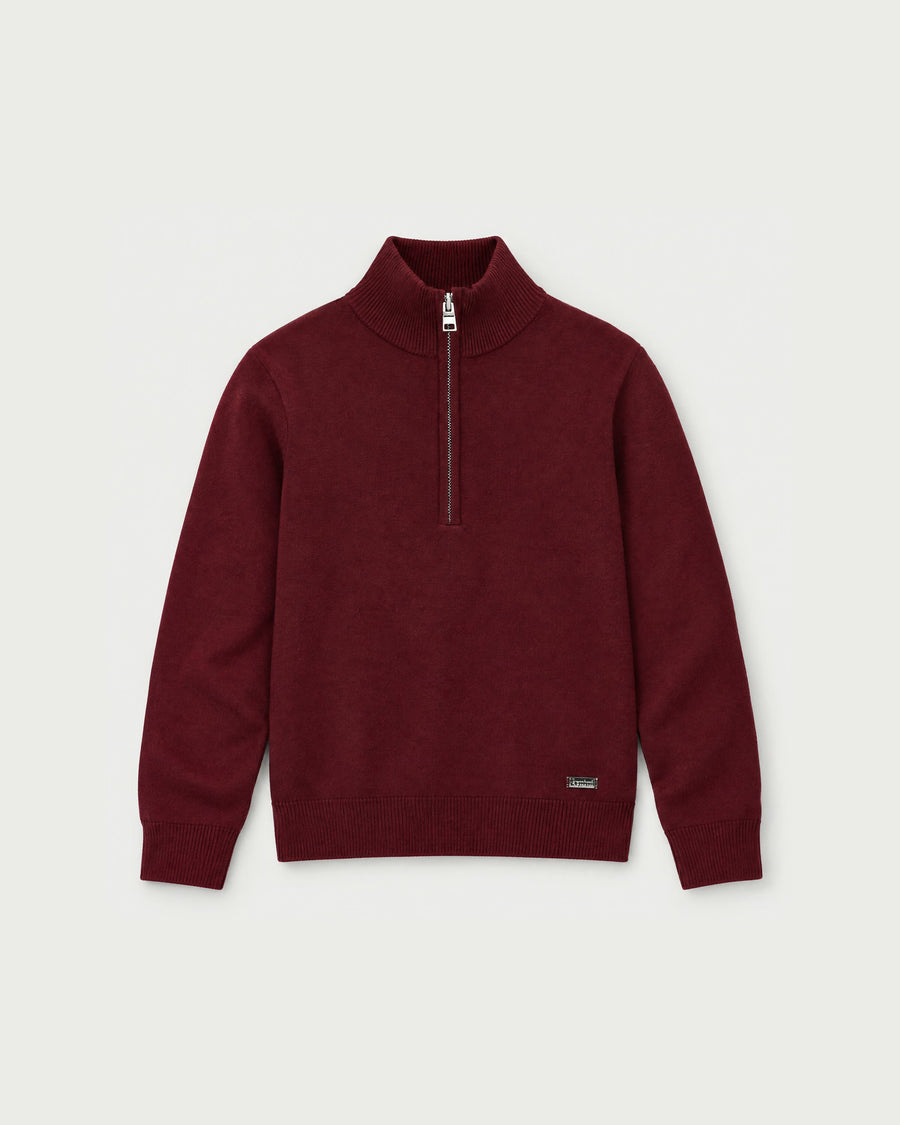 Romimi Merino Heritage Quarter-Zip for kids, front view
