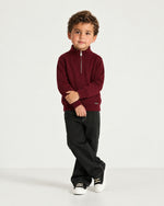 Little boy wearing the Romimi Merino Heritage Quarter-Zip, full length