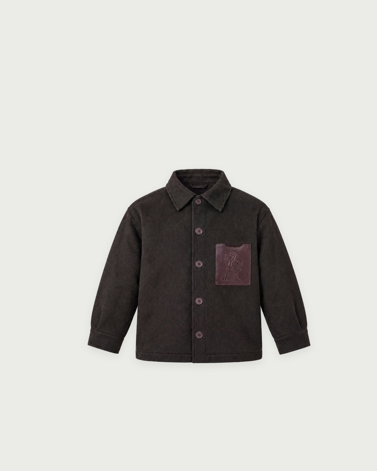 Romimi Overshirt in Black, kids product shot, front view
