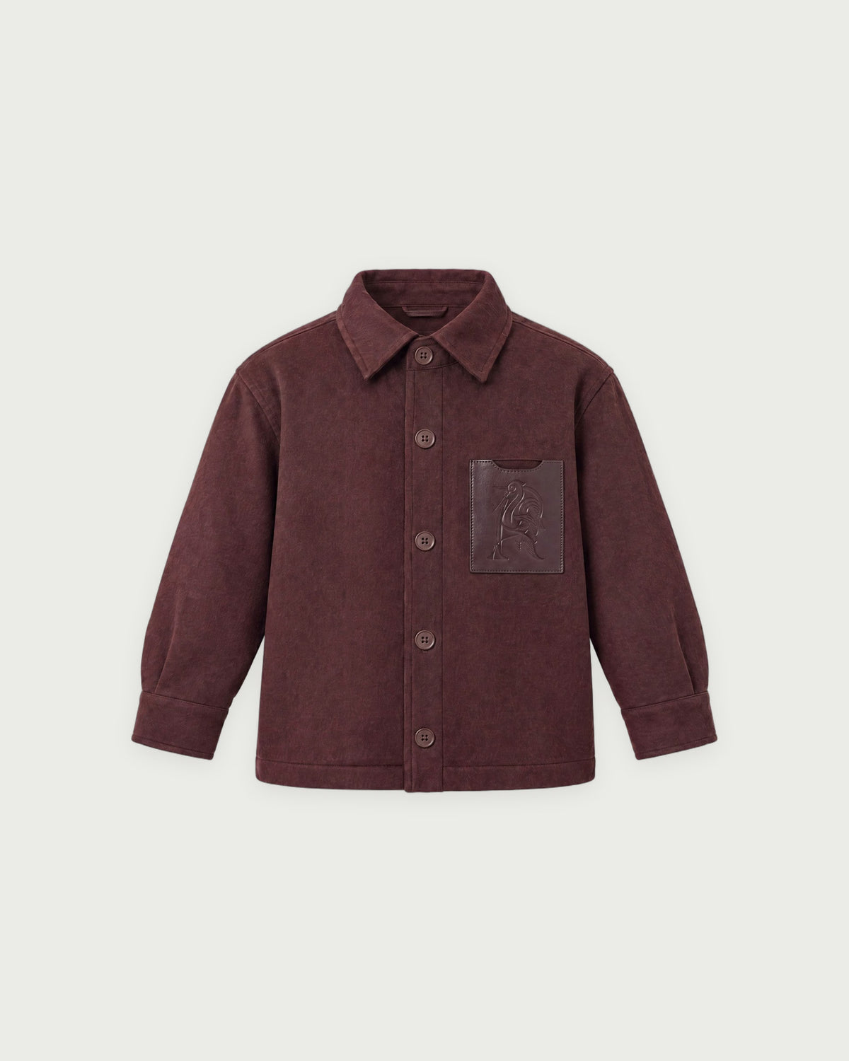 Romimi Overshirt in Chocolat, kids product shot, front view